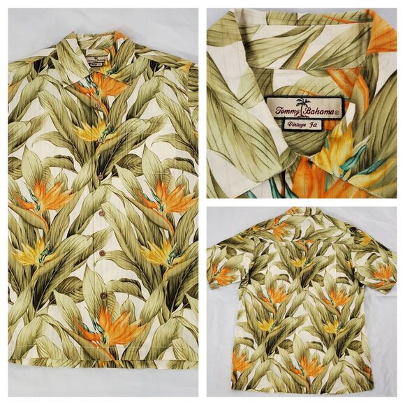 Tommy Bahama Vintage Fit Hawaiian Shirt Mens M Oversize Fits L/XL Button Up - Picture 1 of 10